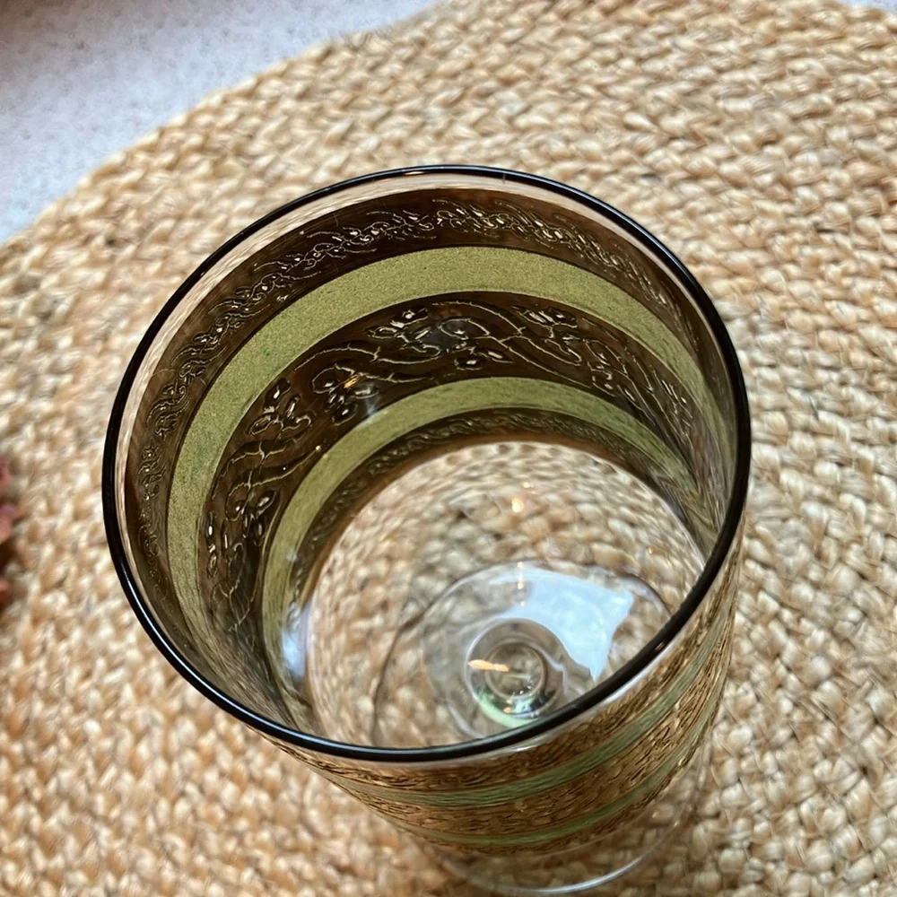 Vintage Culver Starlyte Green Wine/Water Glass Goblet